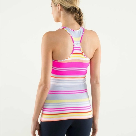 Lululemon Women’s Size 6 Cool Racerback Tank Top Groovy Stripe Multi Colorway - Picture 2 of 6